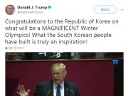 트럼프, SNS로 올림픽 응원 “한국을 세계에 보여줄 기회”