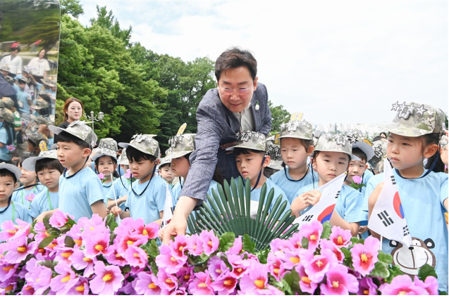 무궁화 한 송이에 담긴 감사의 마음… 원주 어린이들, 현충탑 찾아 호국정신 되새겨