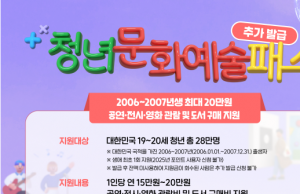 청년문화예술패스 10일부터 추가 발급…도서 구입에도 사용